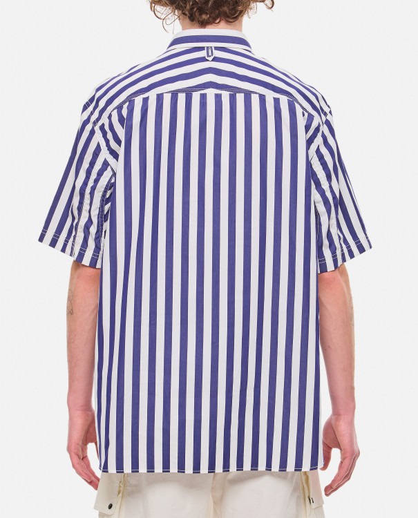 Shop Junya Watanabe Short Sleeve Stripes Shirt In Blue