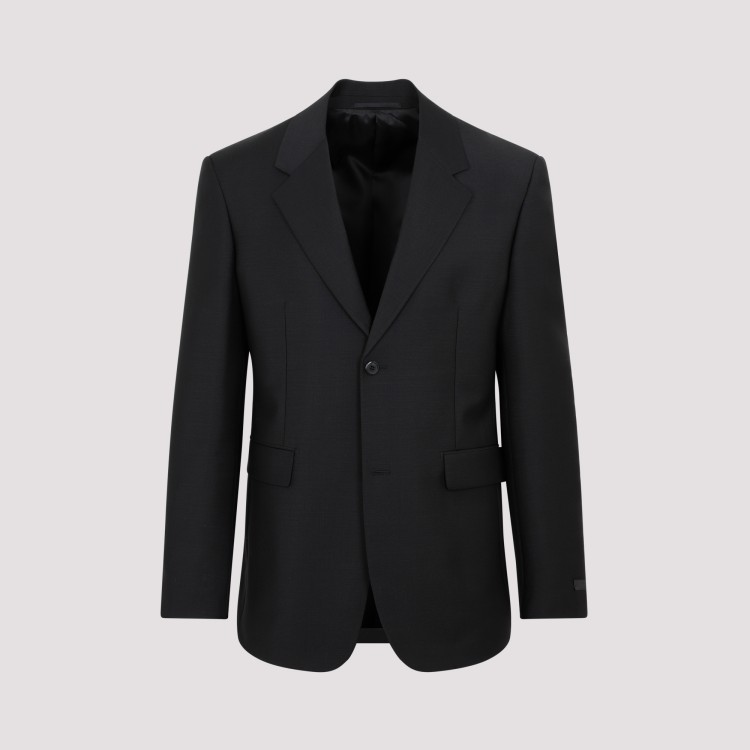 Prada Single-breasted Blazer In Mohair And Wool In Black