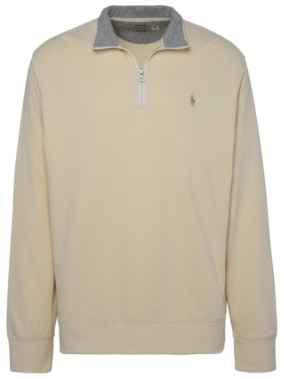 Shop Polo Ralph Lauren Ivory Cotton Blend Sweatshirt In Neutrals
