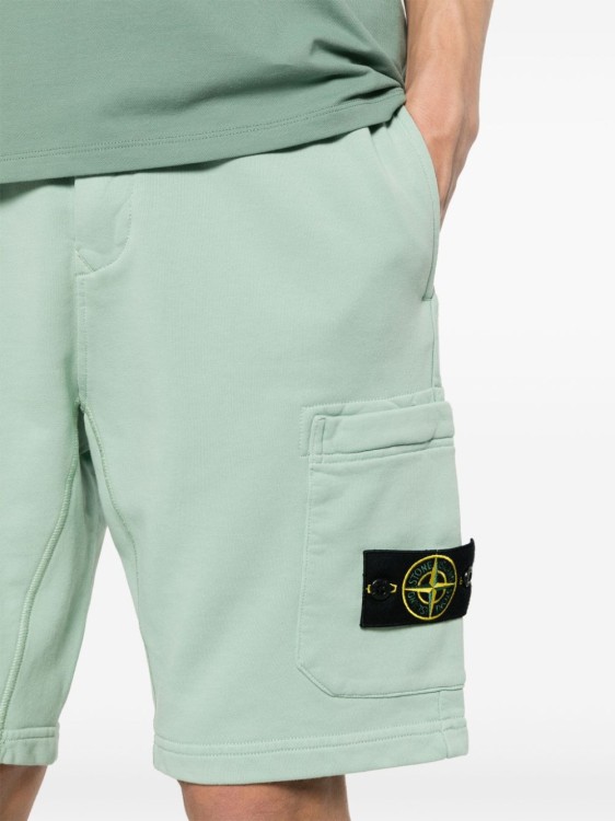 Shop Stone Island Compass-appliqué Cargo Shorts In Green