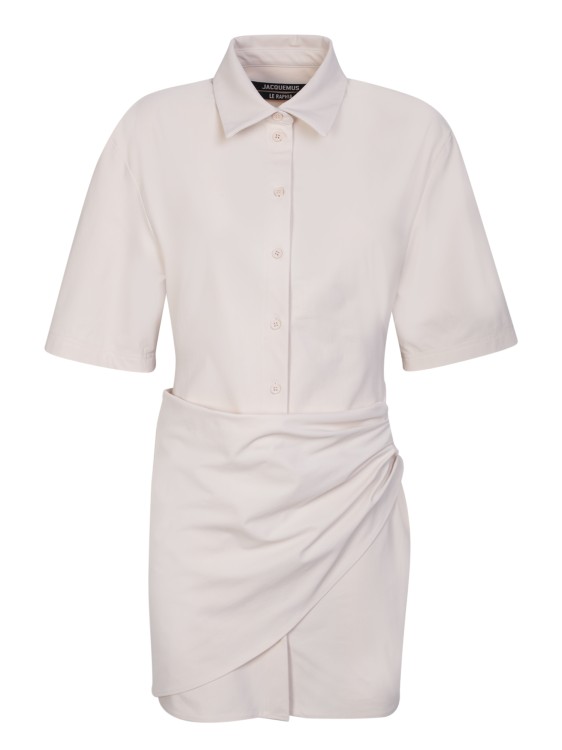 Shop Jacquemus Ivory Camisa Mini Dress In White