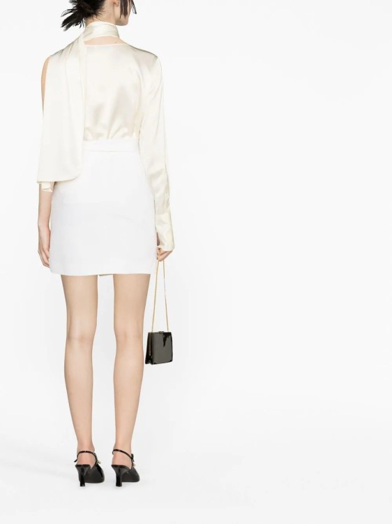 Shop Alexander Mcqueen Asymmetric White Mini Skirt