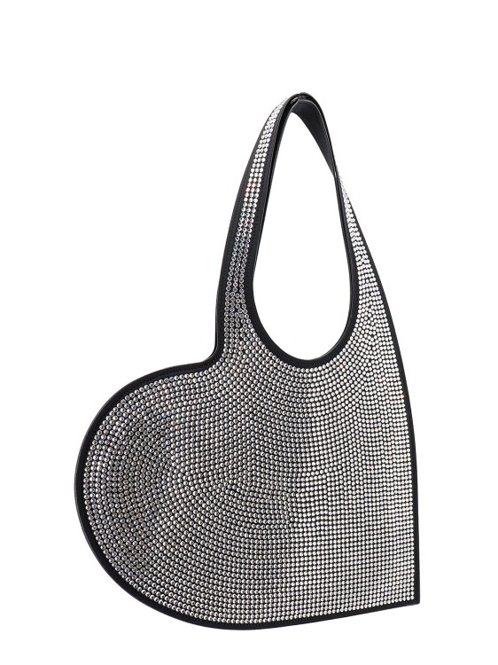 Shop Coperni Shoulder Bag With All-over Rhinestones In Grey