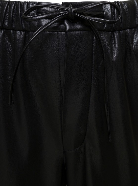 Shop Nanushka Jain' Black Pants With Drawstring In Faux Leather