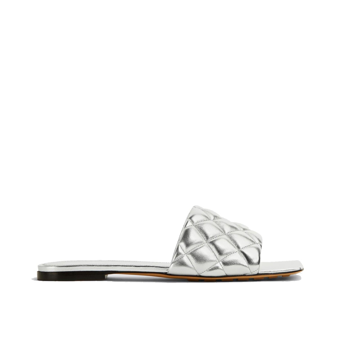 Bottega Veneta 10mm Padded Quilted Leather Flats In Silver