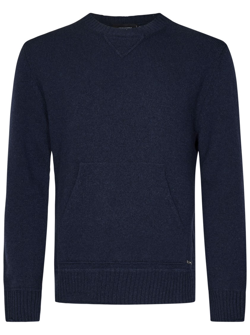 Dsquared2 Navy Blue Wool And Cashmere Knit Sweater In Blue