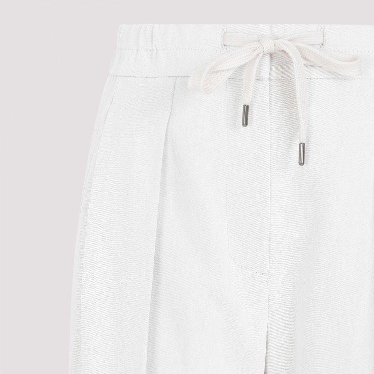 Shop Brunello Cucinelli White Cotton Linen Pants