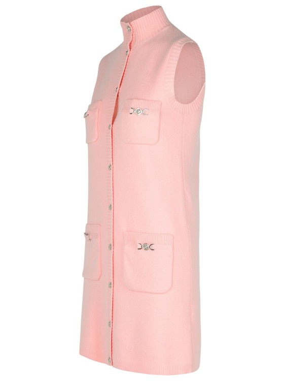 Versace Wool Blend Dress Decorative Buckles In Pink
