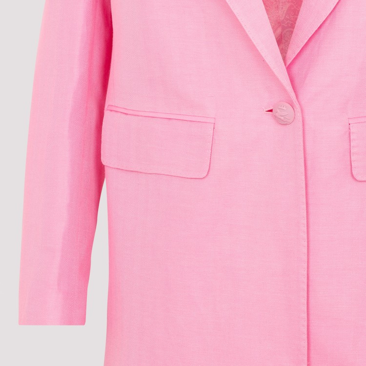 Shop Etro Pink Linen And Silk Fuji Jacket