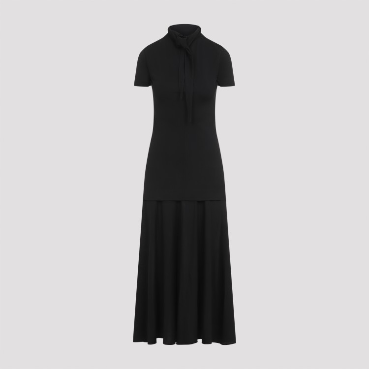 Jil Sander High-neck Viscose Midi Dress In Black