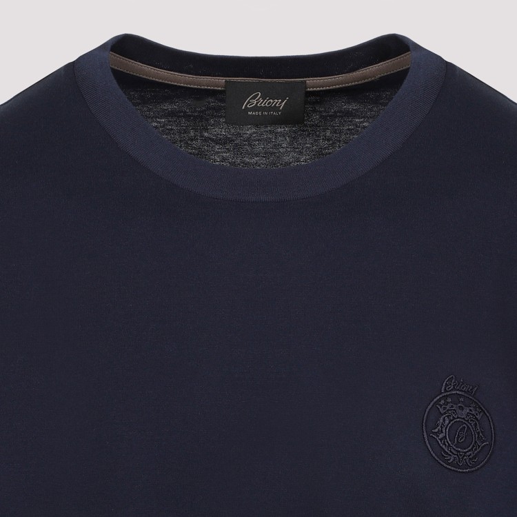 Shop Brioni Blue Navy Cotton T-shirt In Black