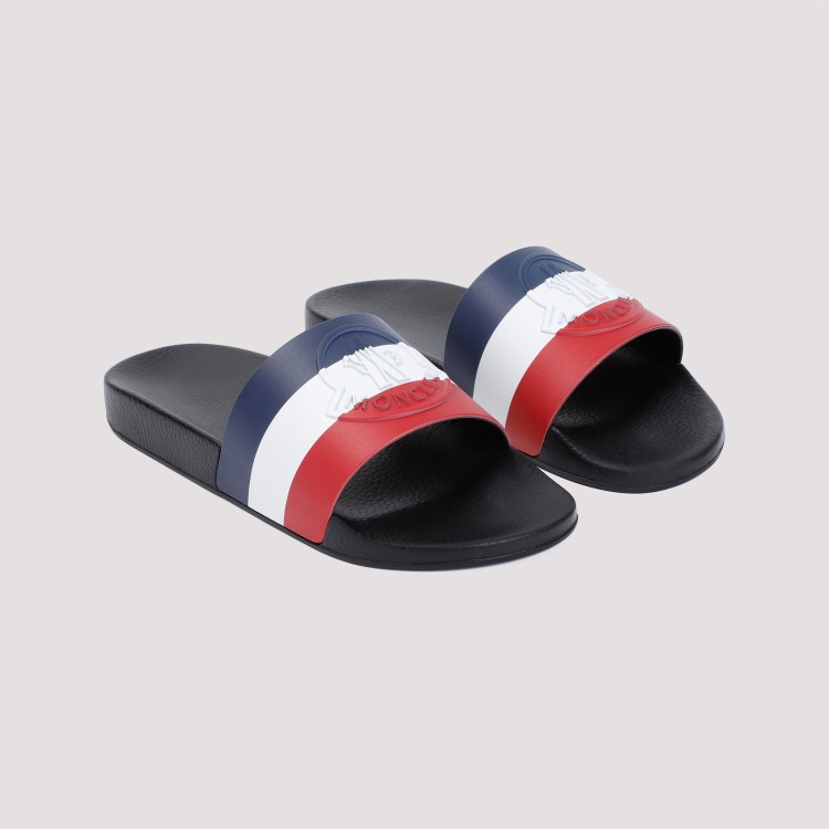 Shop Moncler Charcoal Basile Slides In Red