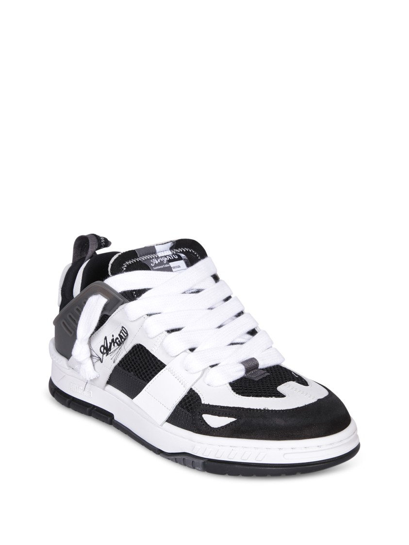 Axel Arigato Area Patchwork Sneakers In Black Leather And Fabric In White