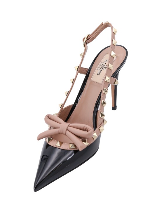 Shop Valentino Patent Leather Slingback With Iconic Studs In Brown
