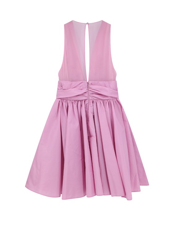 Shop Pinko Taffeta Dress With Mesh Inserts In Purple
