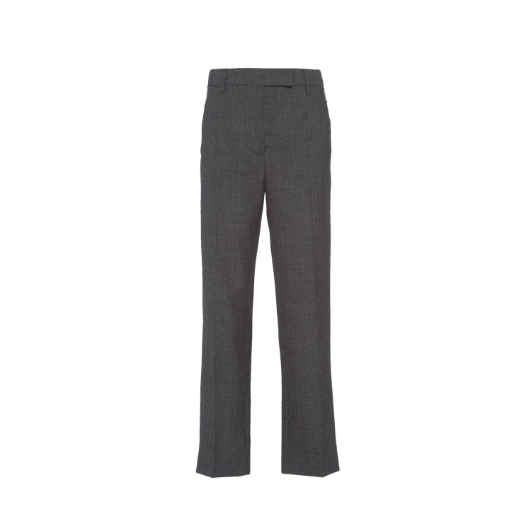 Shop Prada Wool Pants In Grey