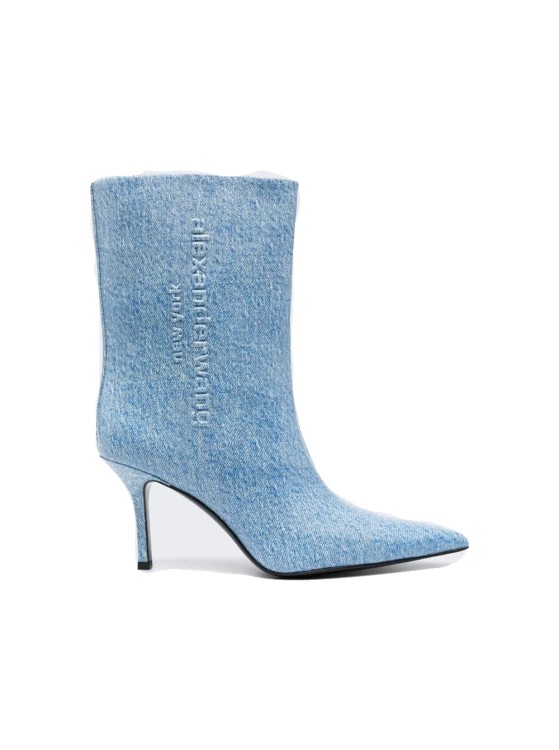Alexander Wang Blue Leather Delphine Boots In Blue