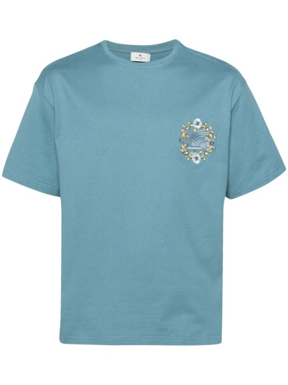Shop Etro Blue Pegaso T-shirt