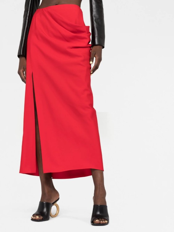 Shop Alexander Mcqueen Red Slashed Drape Maxi Skirt