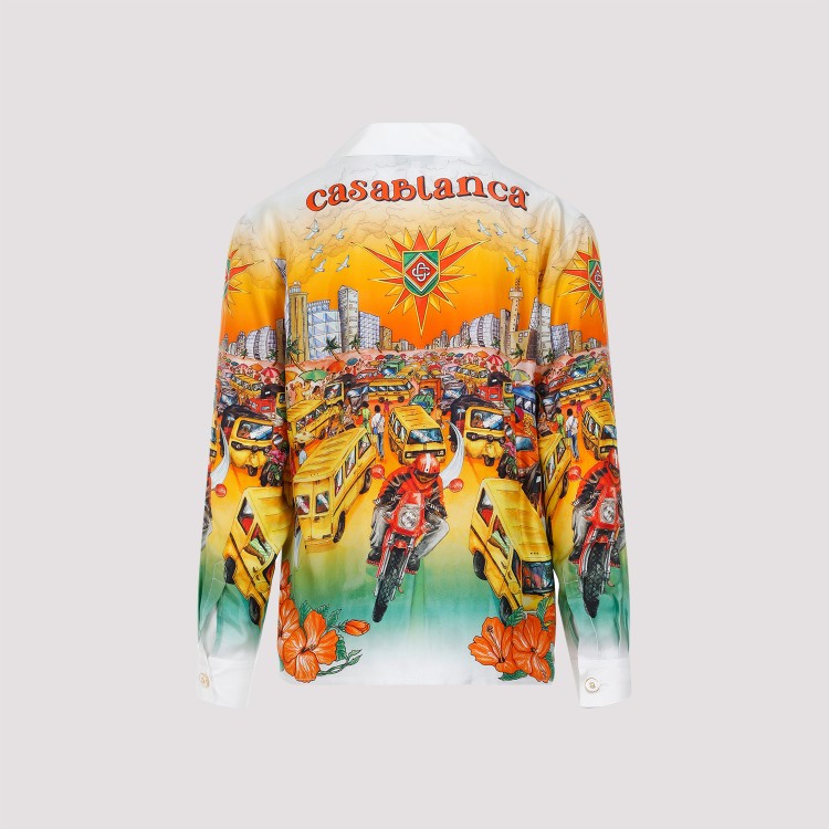 Shop Casablanca Multicolor Silk Cuban Collar Traffic Ls Shirt