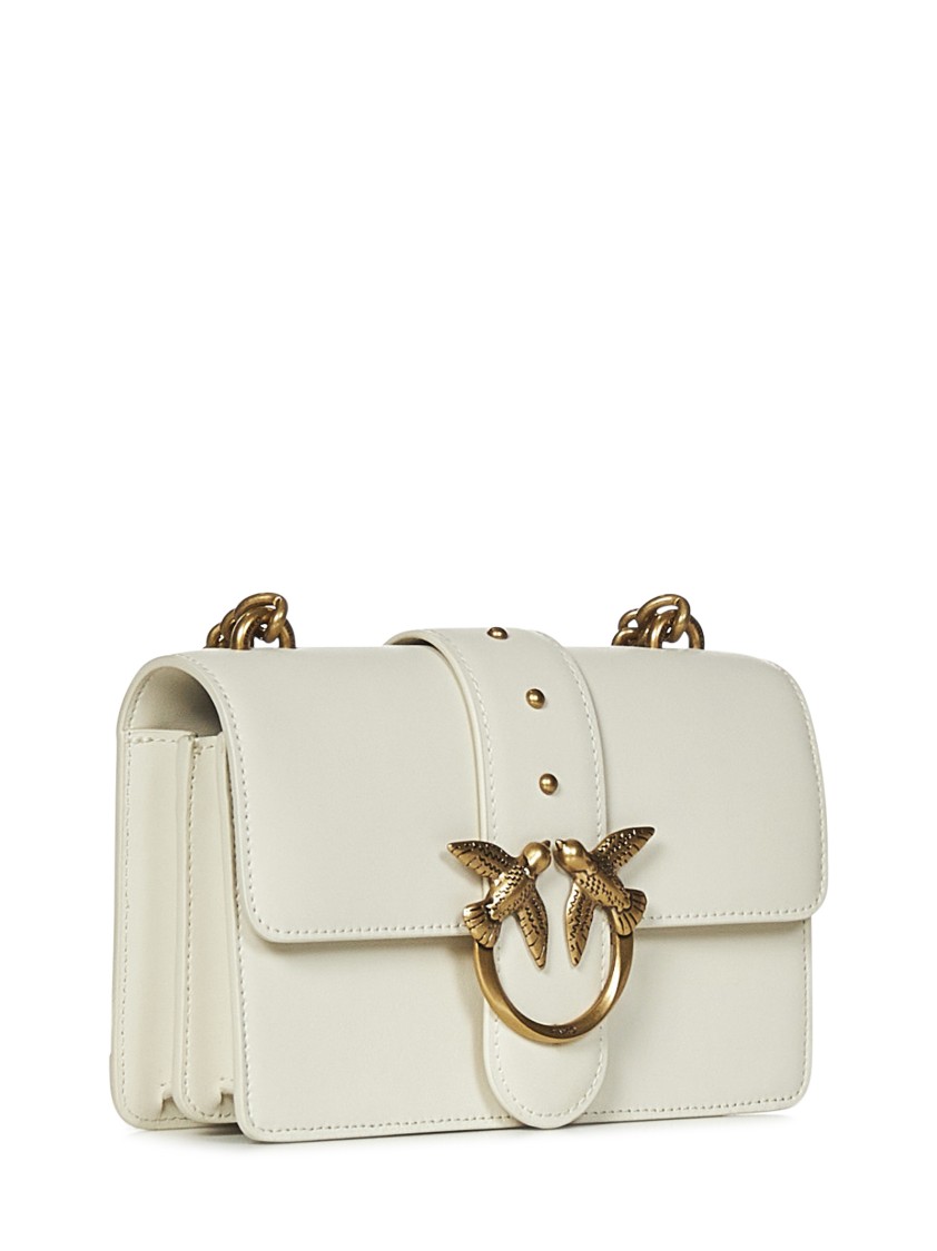 Pinko Leather Shoulder Bag With Elegant Design And Statement Hardware In White
