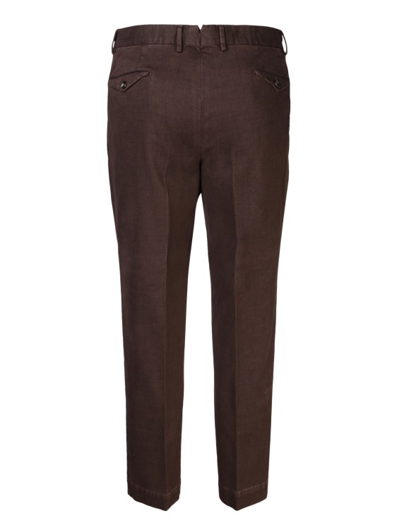 Shop Dell'oglio Regular Fit Trousers With Micro-pattern On The Fabric In Brown