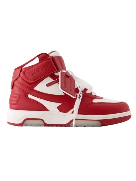 Off-white Out Of Office Mid Top Sneakers - Leather - White/red