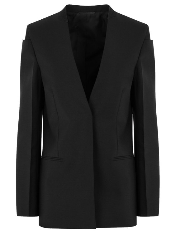 Shop Givenchy Collarless Blazer In Black