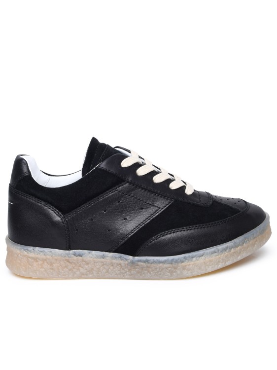 Shop Mm6 Maison Margiela Black Leather 6 Court Sneakers
