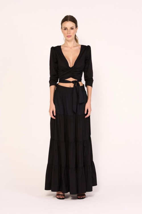Shop Coolrated Cr21 Wrap Cropped Top Black