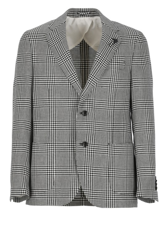 Lardini Houndstooth Jacket In Grey