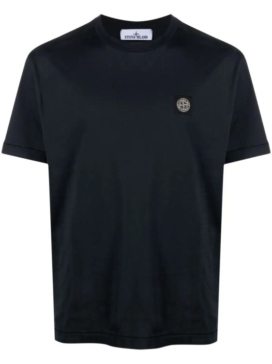 Stone Island Navy Blue Cotton Jersey T-shirt In Black