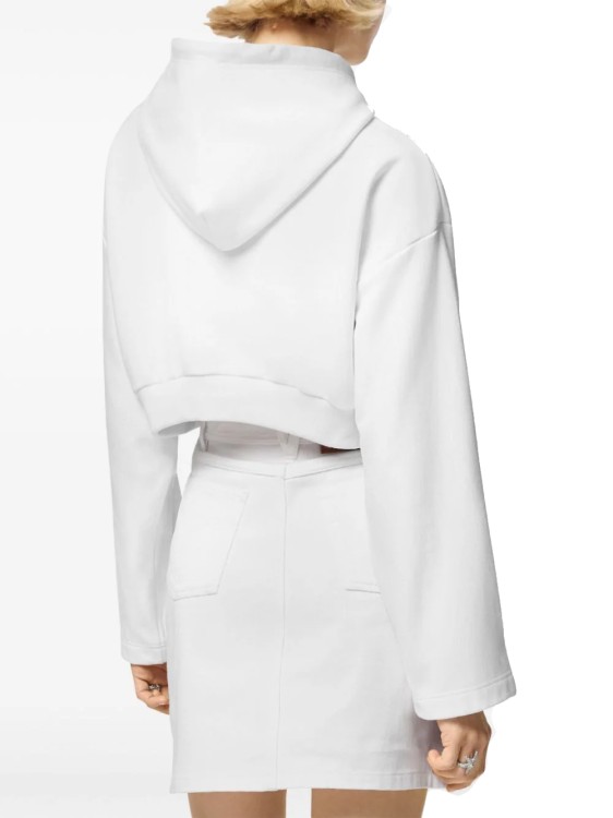 Versace White Perforated-detail Cropped Hoodie
