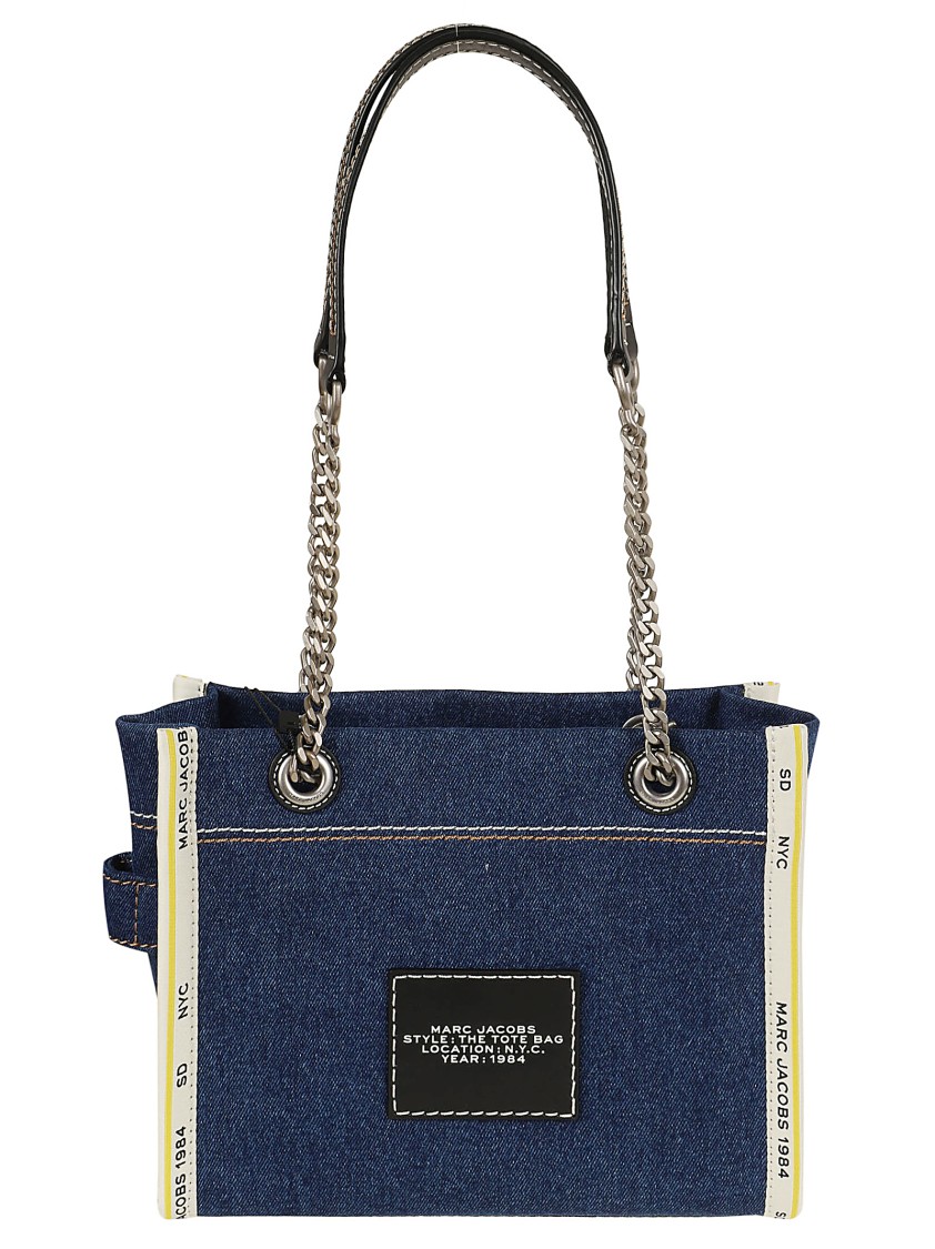 Marc Jacobs The Denim Chain Small Tote Bag In Blue