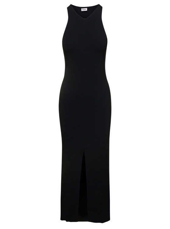 Shop Nanushka Elia' Long Black Dress With Front Split In Viscose Blend