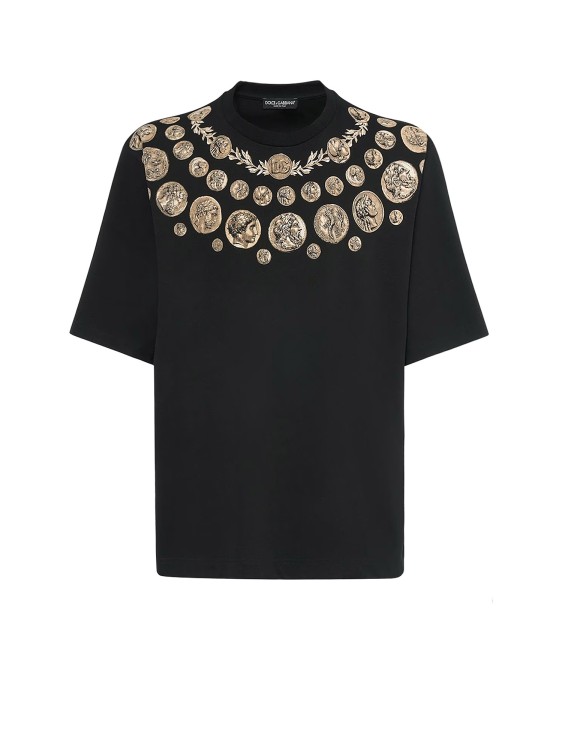 Dolce & Gabbana Printed Cotton T-shirt In Black