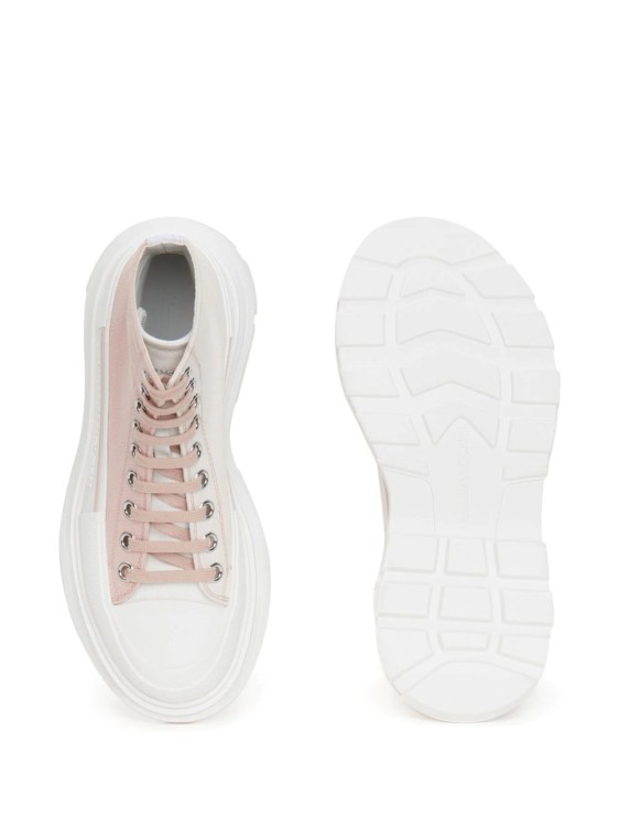 Shop Alexander Mcqueen Sneakers Tread Slick Canvas Pink/white
