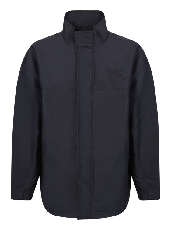 BURBERRY BLACK HIGH NECK JACKET WITH EQUESTRIAN KNIGHT MOTIF