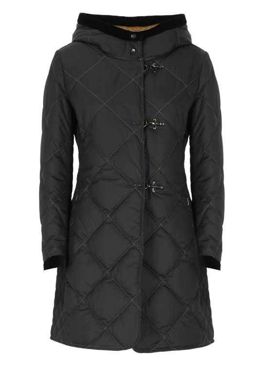 Fay Virginia Quilted Coat With Hood In Black