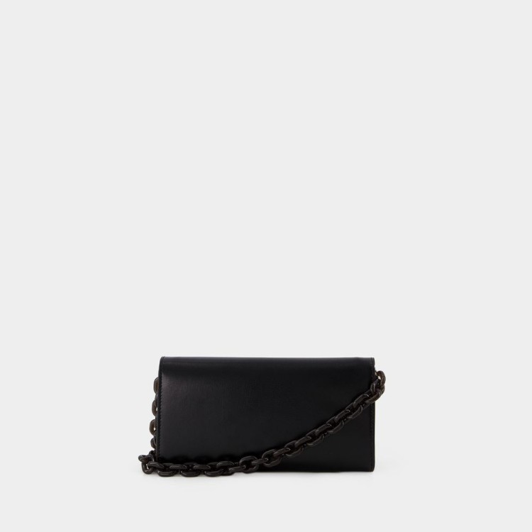 Shop Ganni Banner Envelope Wallet On Chain - Leather - Black