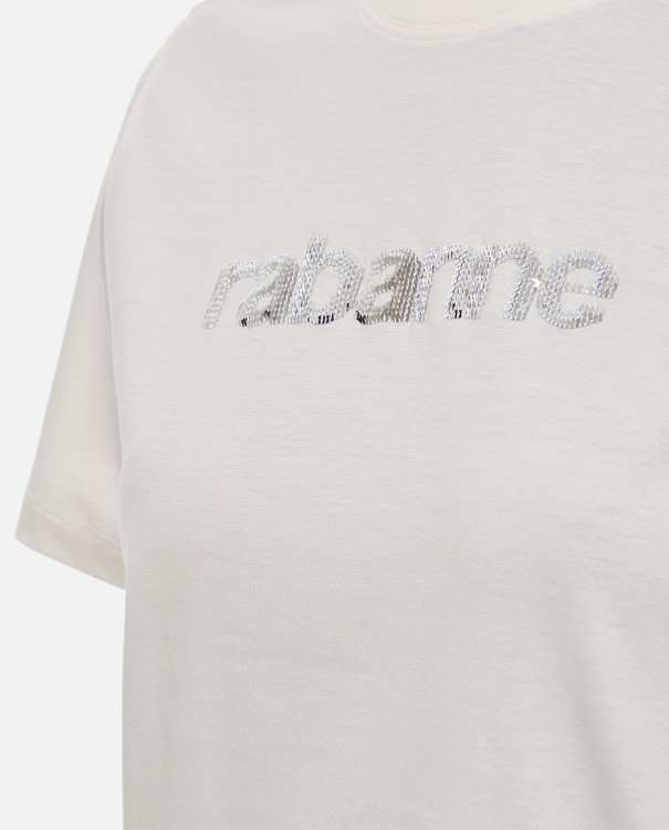 Shop Rabanne Logo Cotton T-shirt In White