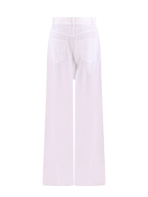Shop Krizia Linen Trouser With Frontal Pinces In White