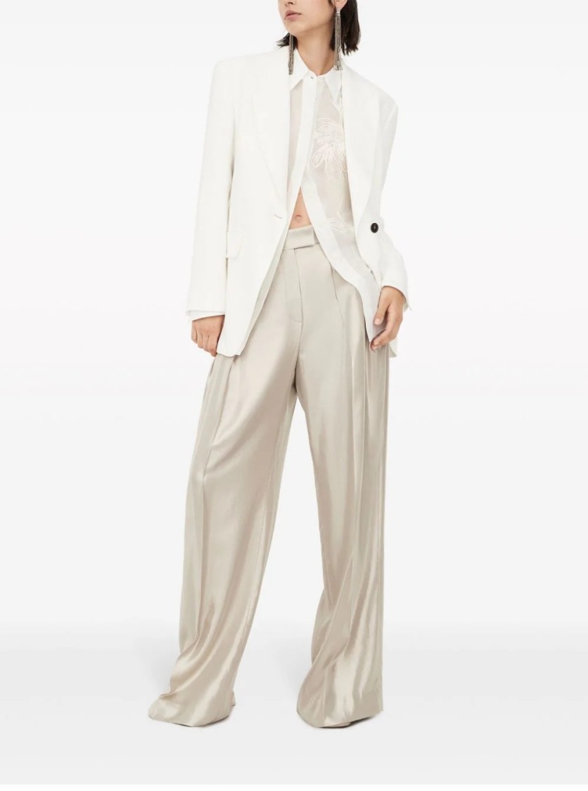 Brunello Cucinelli Women's Sparkling Linen Gabardine Loose Track Trousers In Neutrals
