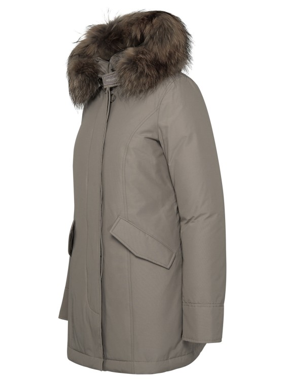 Shop Woolrich Arctic Raccooon Beige Cotton Blend Parka In Grey