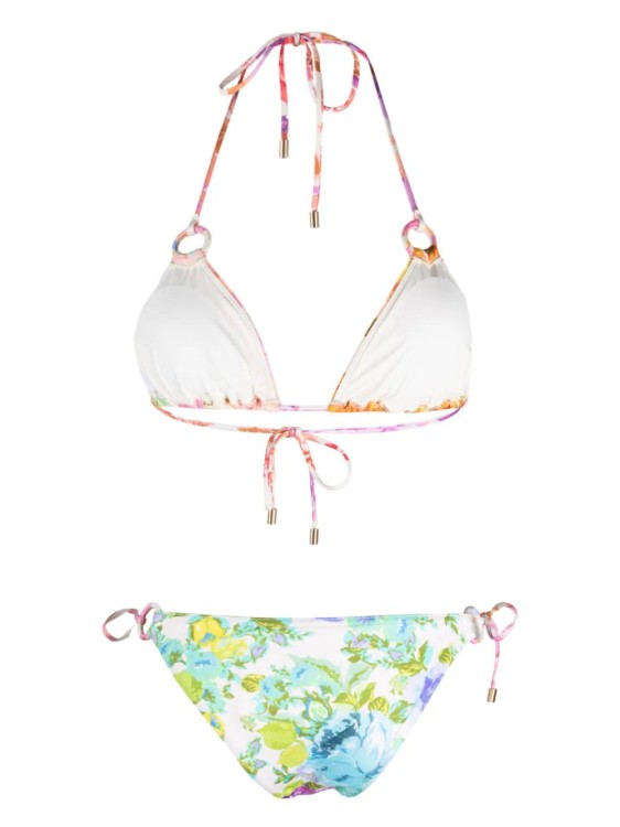 Shop Zimmermann Floral-print Self-tie Bikini In Multicolor