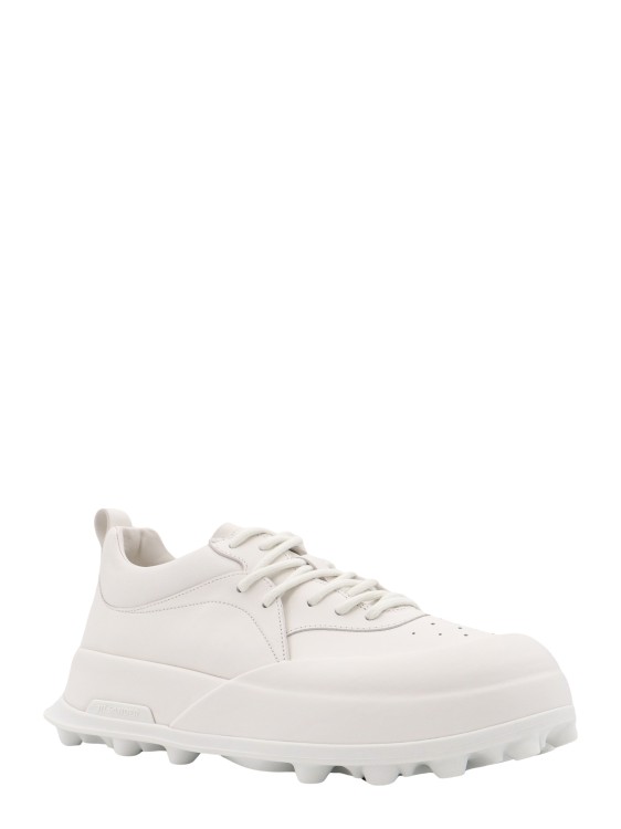 Shop Jil Sander Leather Sneakers With Perforated Toe In White