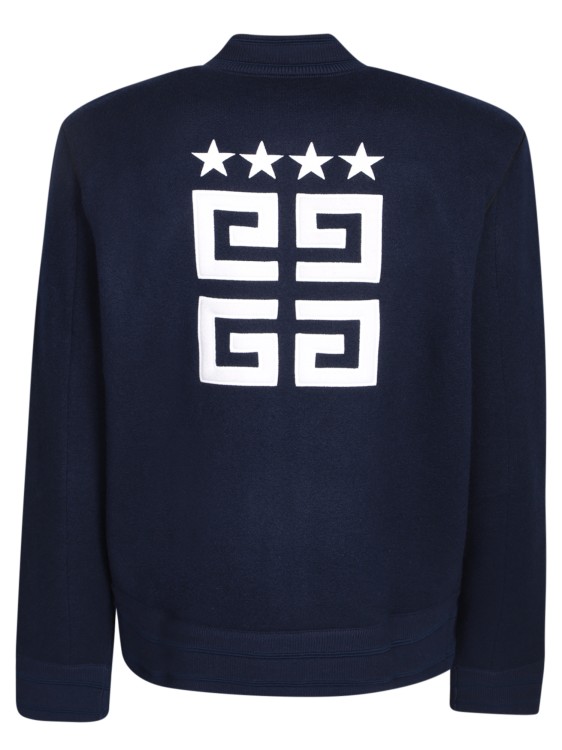 Shop Givenchy Wool Varsity Jacket With Signature 4g Pattern On Back In Blue