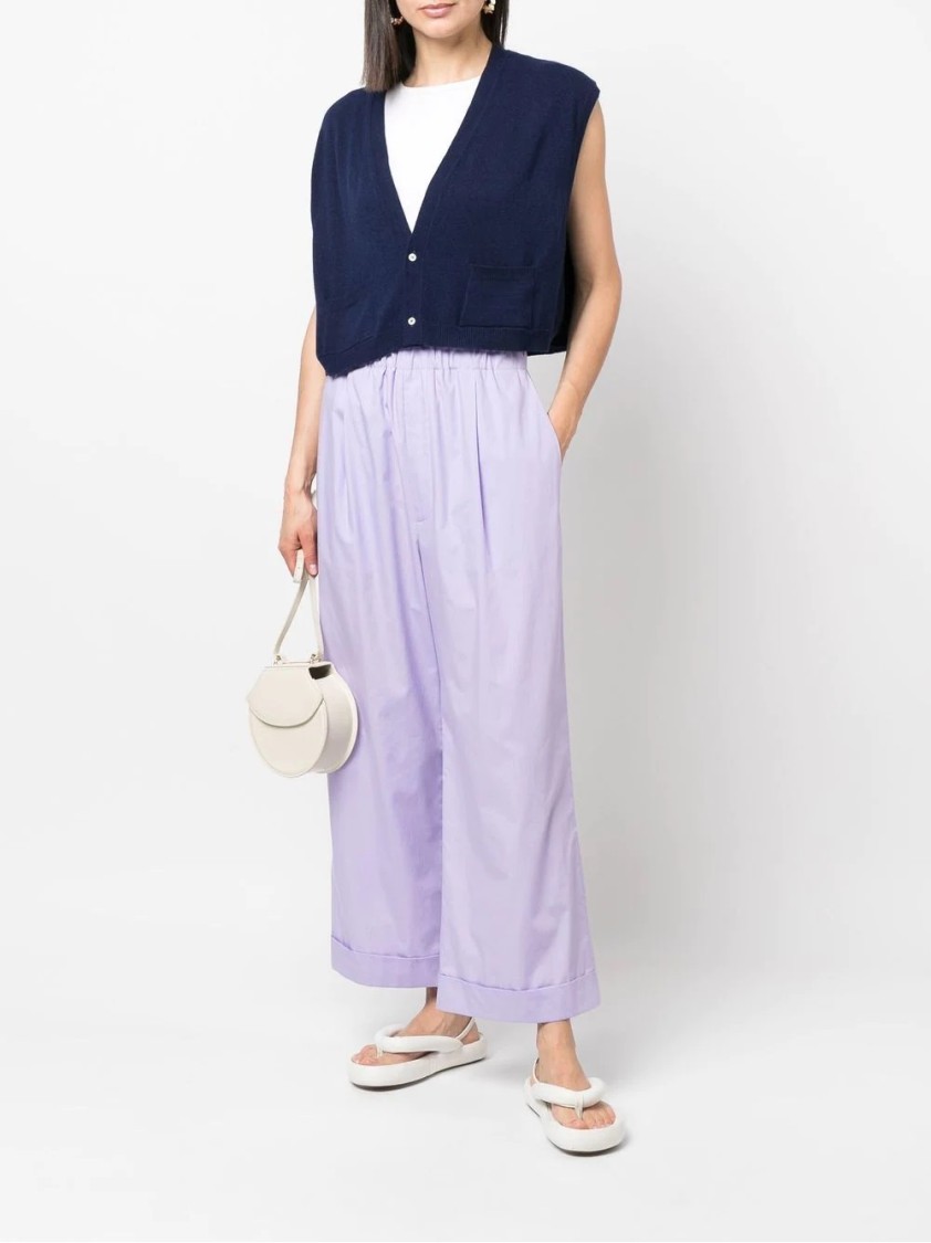 Jejia Elasticated-waist Cotton Culottes In Purple
