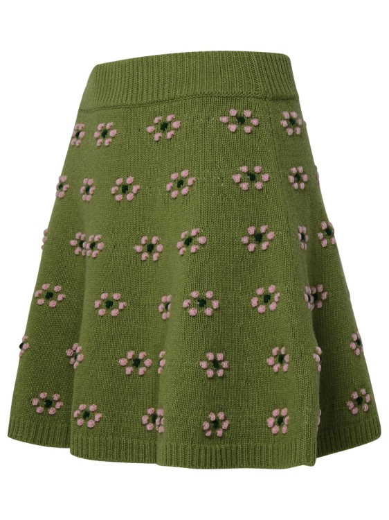 Shop Kenzo Green Wool Mini Skirt