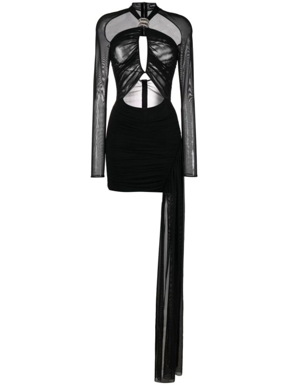 David Koma Rhinestone-embellishment Mesh-design Dress In Black